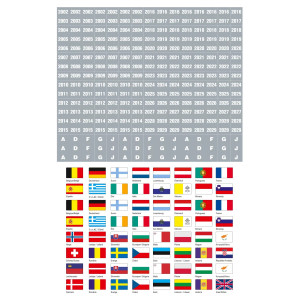 Etiquetas autocolantes  - Anos e Bandeiras UE
