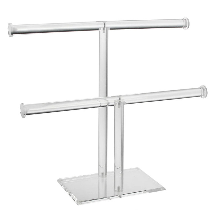 Suporte duplo de joalharia acrílico