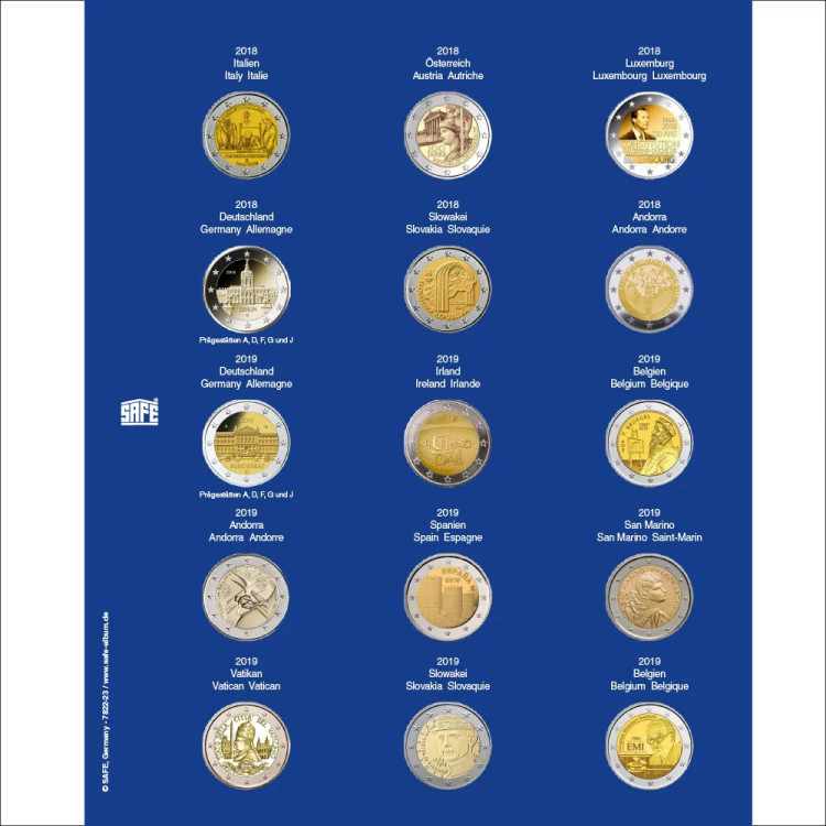 Folha TOPset para 2 Euro (2018/19) Nr. 7822-23