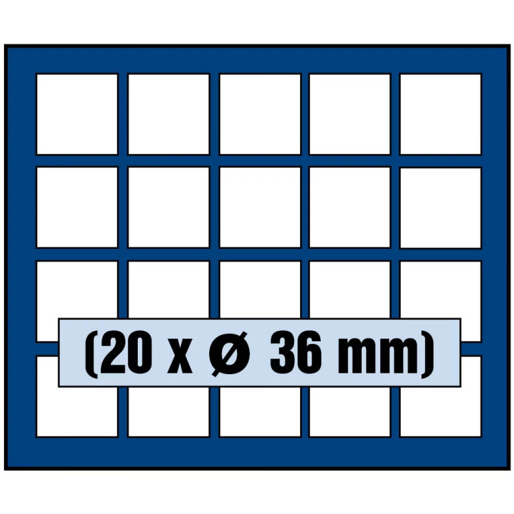 Tabuleiro para moedas com diâmetro de 36 mm
