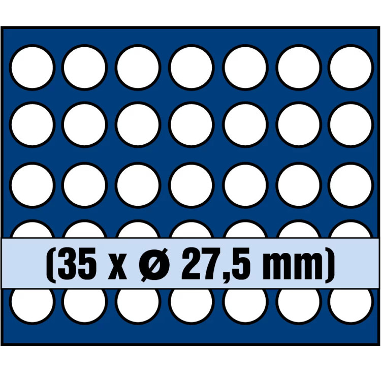 Tabuleiro para moedas com diâmetro de 27,5 mm
